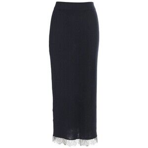 Arch4 Cashmere Long Skirt With Lace Hem Detail - NWT